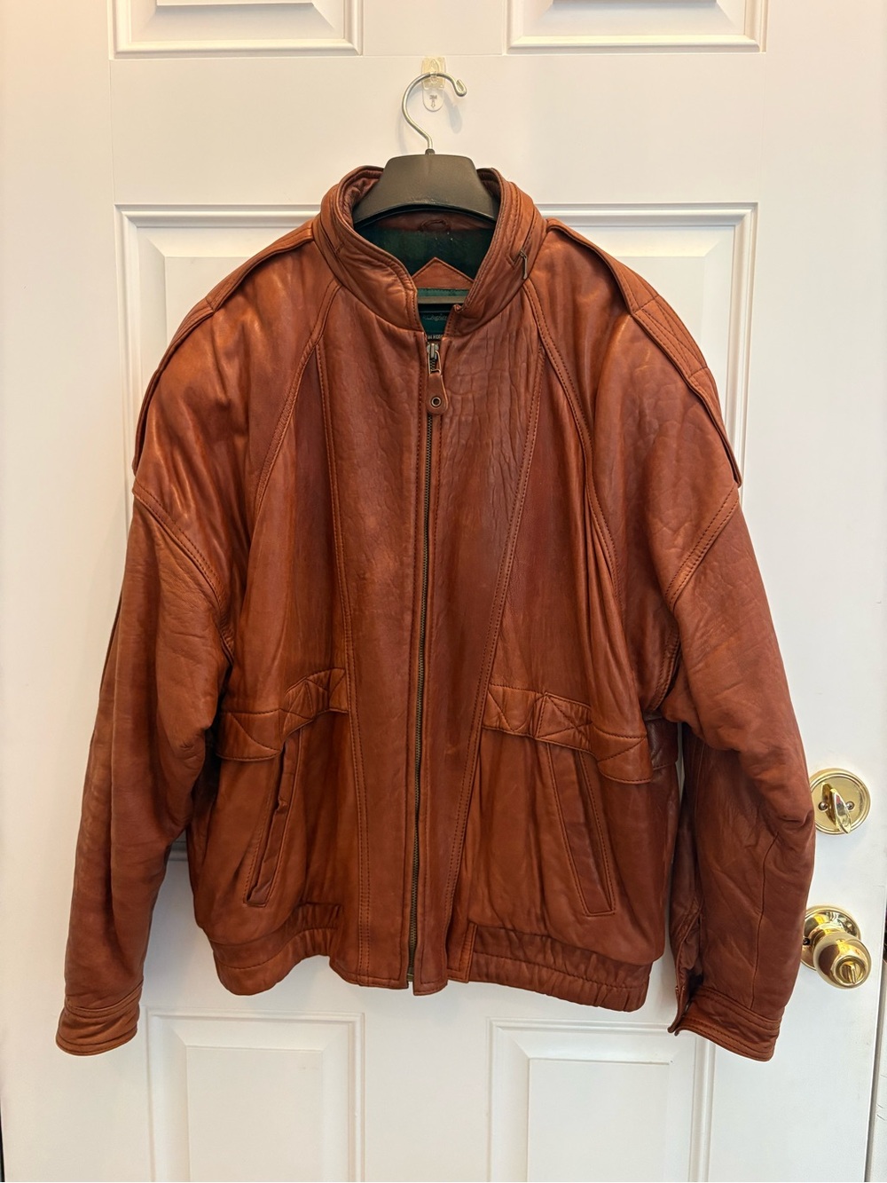 Vintage 90’s American Eagle Outfitters Chestnut Brown Leather Bomber Jacket